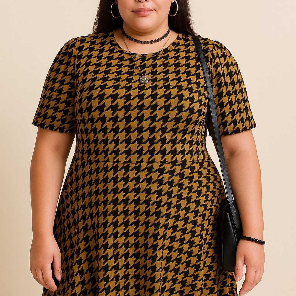 NWT Rewind Skater Houndstooth Dress
